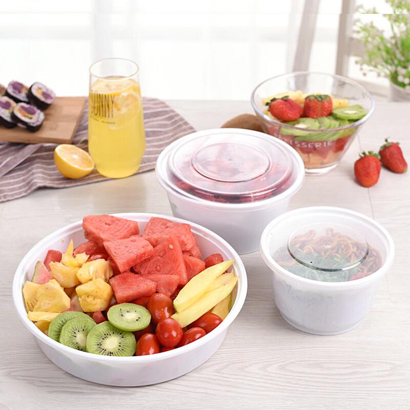 Homeglen Disposable Round Plastic Food Containers with Lids