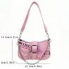 Vintage Y2K Schultertasche PU-Leder Silberne Kette Unterarmtasche Pendler Handtasche Damen