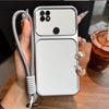 Luxury Big Window Phone Case with Lanyard for Xiaomi Redmi 10C Premium Textured Casing