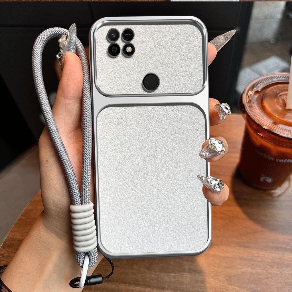 Luxury Big Window Phone Case with Lanyard for Xiaomi Redmi 10C Premium Textured Casing