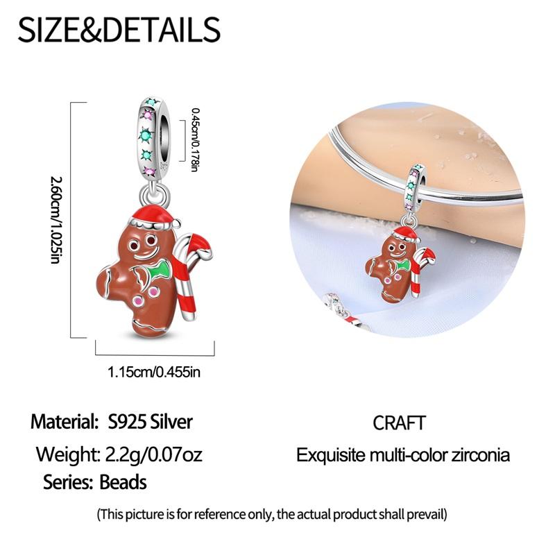 925  Silver Christmas Puppy Cat Charms Sleigh Happy New Year Bead Pendant Fit Original Bracelet Necklace Jewelry Gift