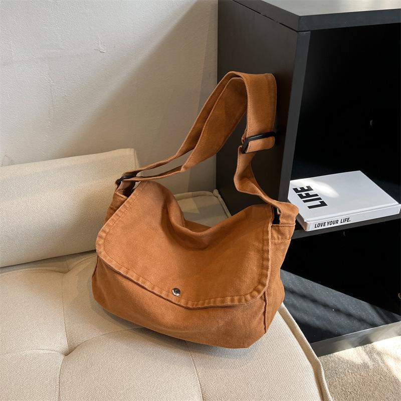 Japanese casual canvas bag crossbody bag men's and women's vintage simple shoulder bag student backpack class bag men's shoulder bag