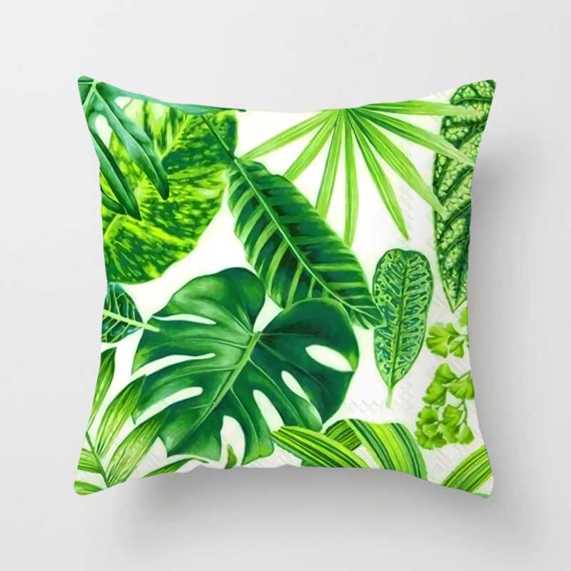 Summer Decor Pillow Cushion Cover Palm Leaf Green Home Decor Pillow Cover Tropical Plant Cactus Monstera