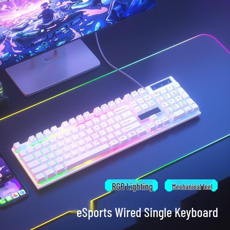 Mechanical Feel Wired Keyboard and Silent Mouse Set for Gaming and Office Use
