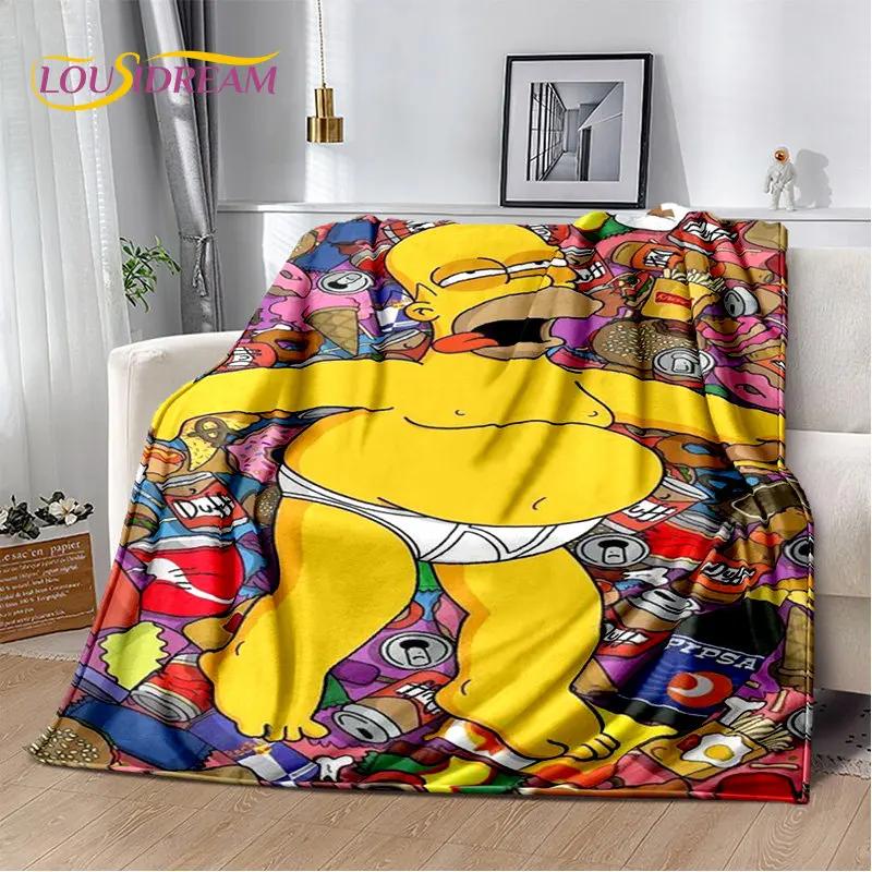 De S-Simpsons Cartoon Pluche Deken, Flanellen Deken Kinderen Plaid voor Woonkamer Slaapkamer Bed Bank Wandelen Vrije Tijd Dutten