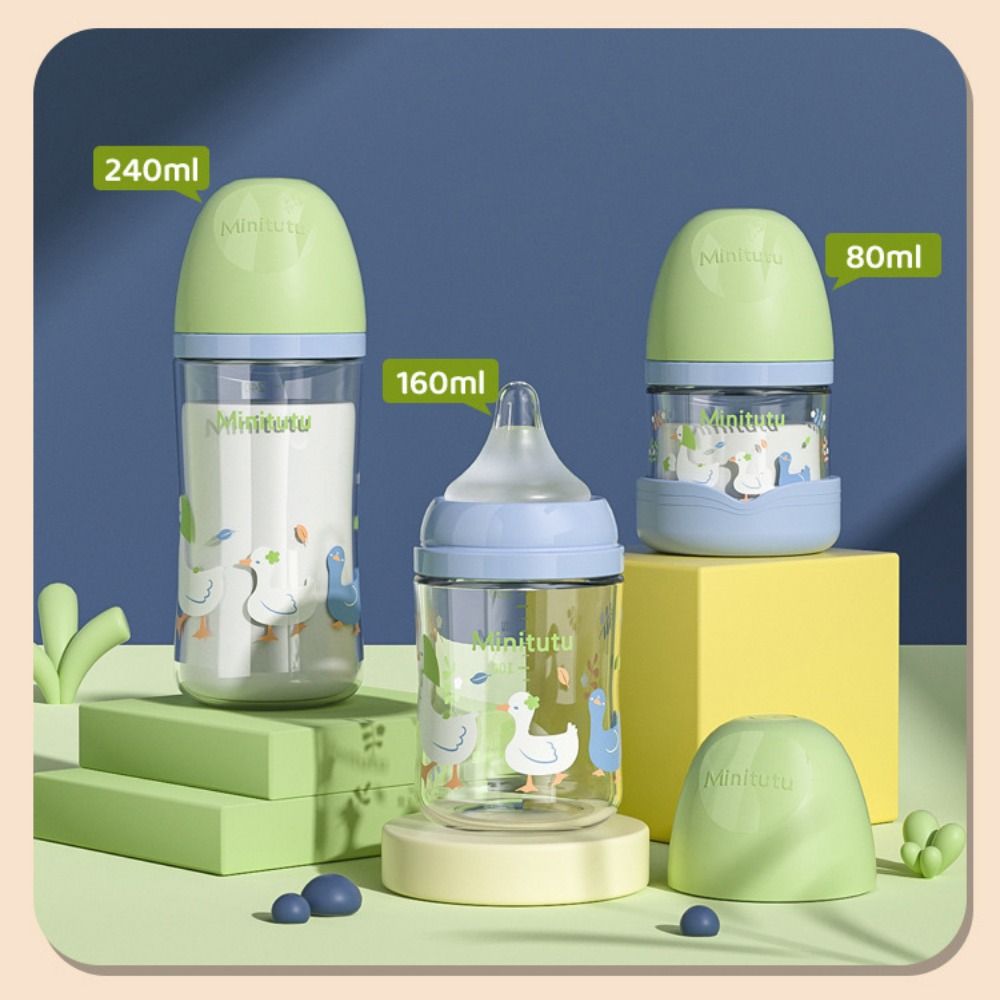Cartoon Newborn Glass Bottle Wide Mouth Baby Milk Bottle Baby Feeding Bottle Infant Feeding