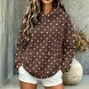 Women's Polka Dot Hooded Flannel Top, Long Sleeve Casual Pullover with Pockets for Fall and Winter