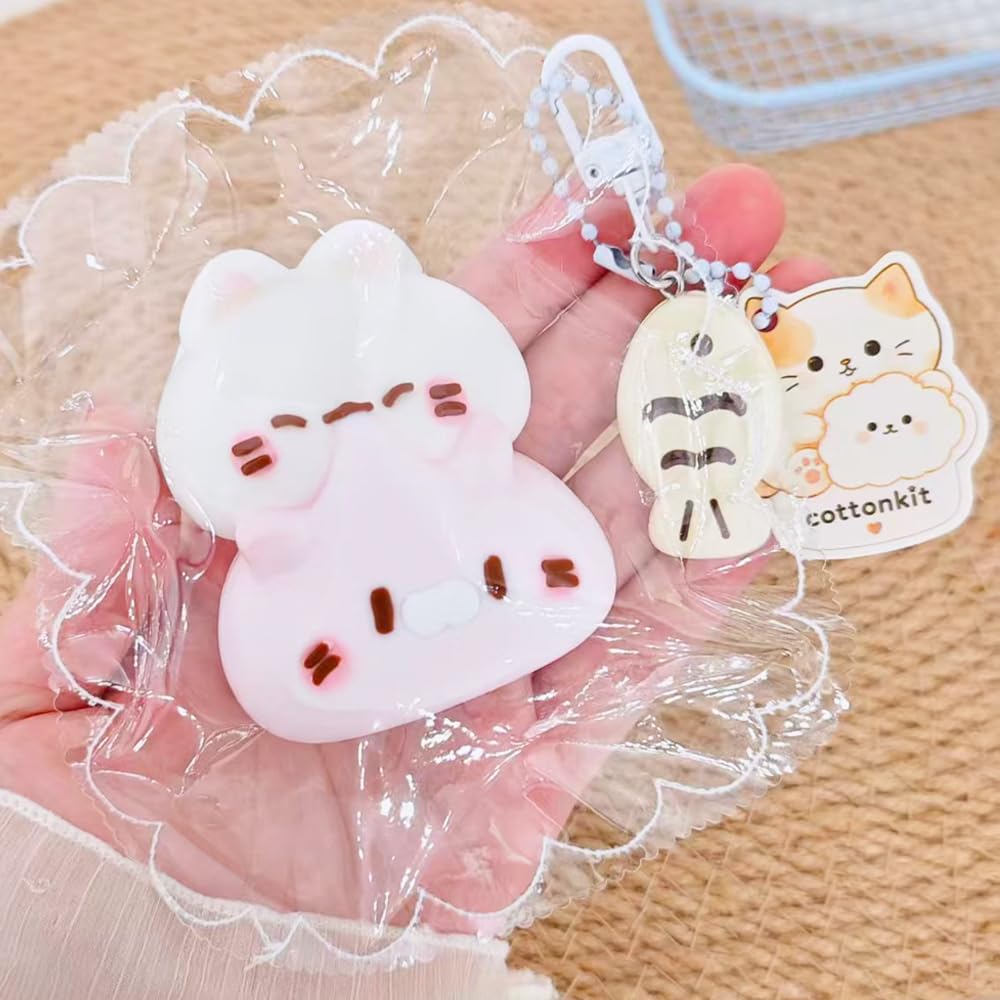White Cat Squeeze Toy Cute Soft and Stress Squishy and Comforting Item and White [2026 Latest] - Animal, Squishy, Relief, (Pink Cat)