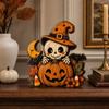 Vintage Wooden Halloween Pumpkin Tabletop Decor with Distressed for Shelf and Mantel Home