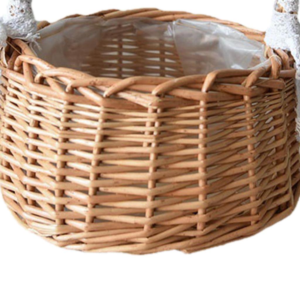 Rattan Storage Basket Flower Girl Gifts Wicker Flower Pot Plant Containers