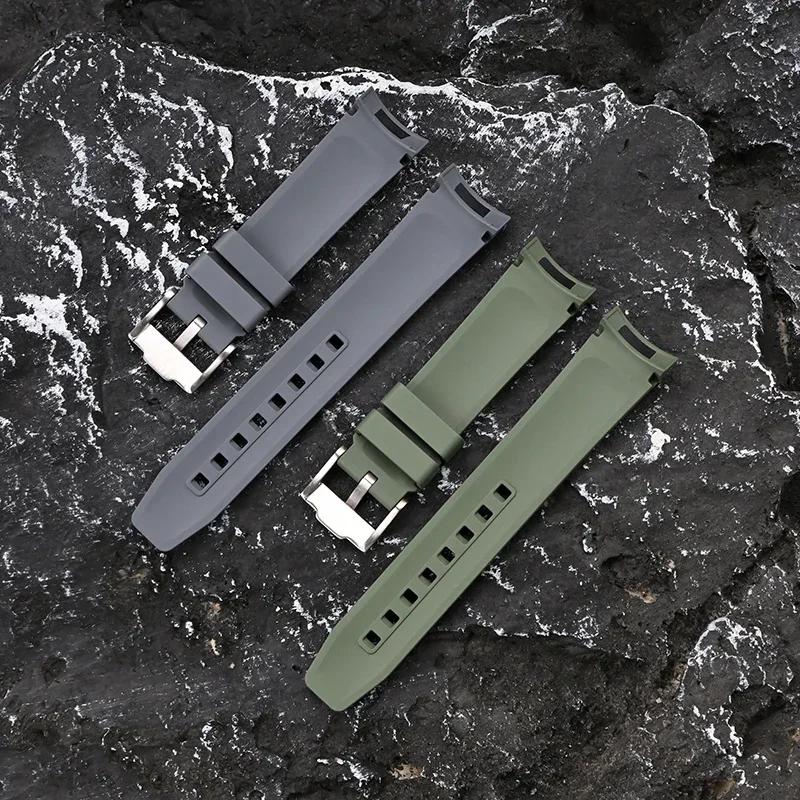 20mm Non Stick Ash Fluoro Rubber Strap for Tudor Special Arc Curved End FKM Watch Band Men Sport Waterproof Bracelet Accessories