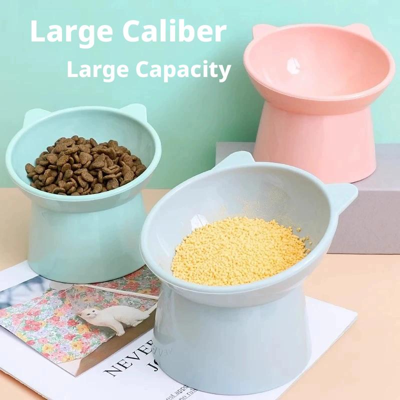 Elevated Tilted Cat Bowl, Raised Cat Ear Food Water Feeder, Neck Protection Pet Dish, Non-Slip High Foot Bowl