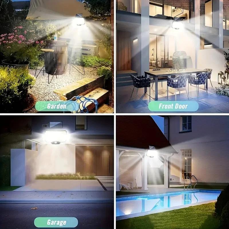 Lumini Solare pentru Exterior, Lampă Solară de Exterior cu Senzor de Mișcare, Lampă de Perete Impermeabilă pentru Curte, Garaj, Lampă Solară de Inundații pentru Securitate