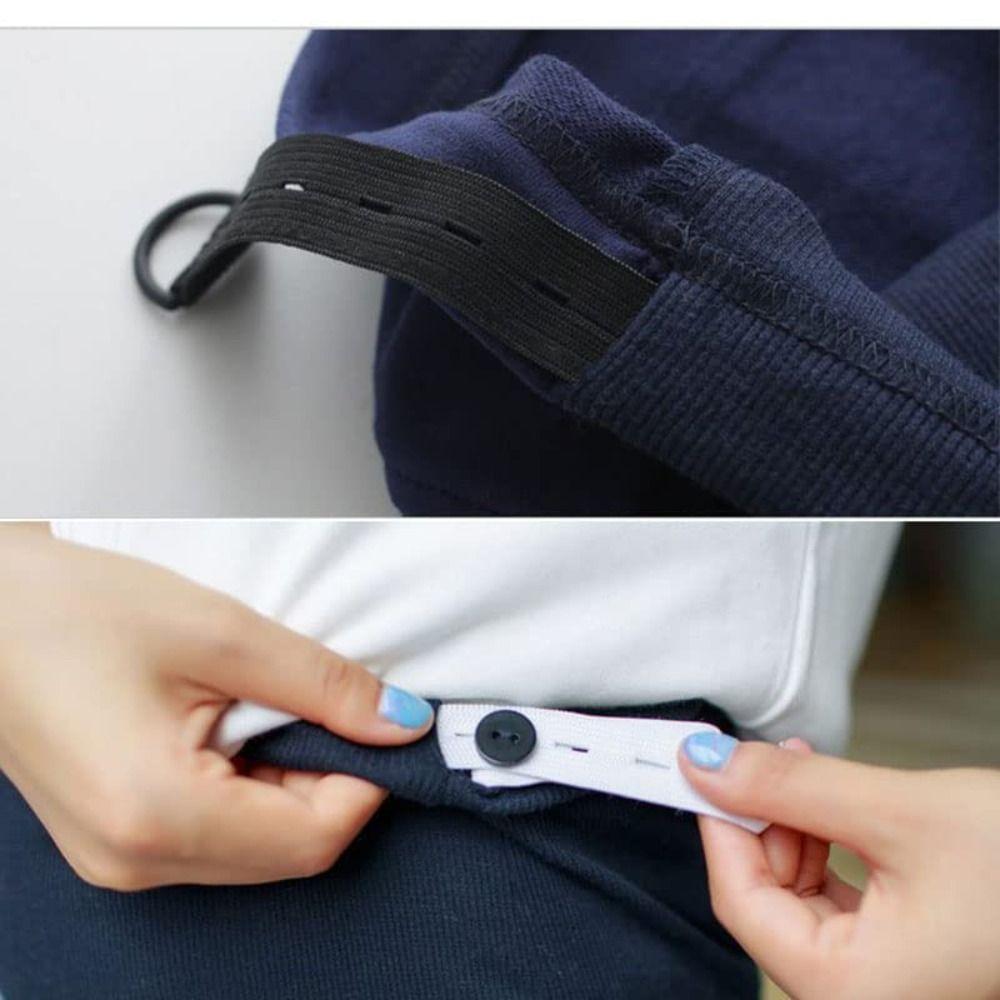 Black White Button Hole Elastic Belt Adjustable Hole Garment Sewing Accessories Elastic Stretch Belt DIY 5M Elastic Rope Band