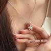S925 Sterling Silver Hammered Flower Pearl Necklace – Cool Korean Clavicle Chain for Women