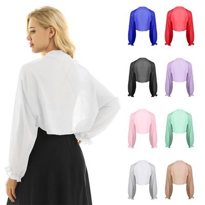 Women Long Sleeve Open Front Sheer Shrugs Bolero Cropped Cardigans Beach Shawl One Size
