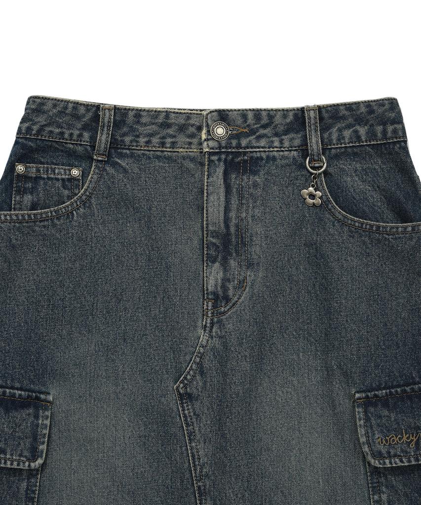 Wacky Willy Women'S Denim Long Cargo Skirt Blue