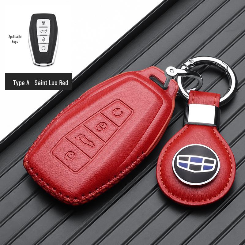 Genuine Leather Key Case for Geely Boyue, Xingyue L, Binyue ICON, Xingrui, Panda Mini - Premium Metal Shell