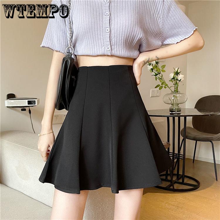 Chic Versatile Slim High-waisted Solid Umbrella Skirt Female Spring and Summer Personality Half-body Skirt Temperament A Line Skirt