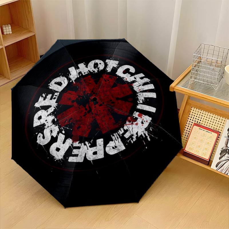 Red Hot Chili Peppers Print 8?Ribs Automatic Umbrella Wind Resistant Lightweight Folding Umbrella For Outdoor Travel