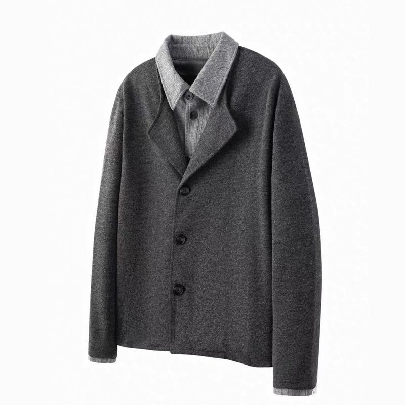 American Retro Two-Piece Style Men s Lapel Hoodie - Old Money Casual Jacket XL