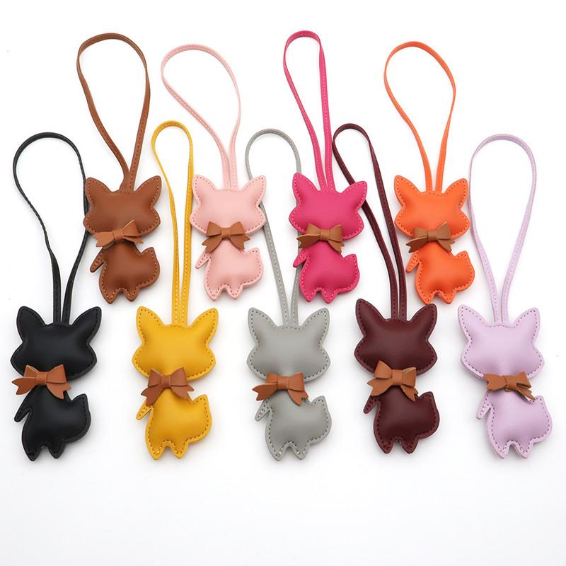 Fox Keychain PU Leather Animals Keyring Hanging Ornament Backpack Handbag Charm Gift For Men Women Bag Charms
