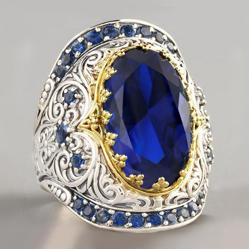 2026 New Blue Cube Zircon Attends Banquet Ring Fashionable, Elegant, High End Women's Bridal Luxury Inlaid Jewelry Accessories