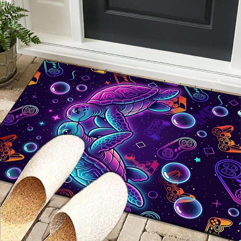 Underwater Two Sea Turtles Office Rug Chair Mat, Entryway Carpet, Suitable for Front Door, Bedroom, Living Room, Desk, Holiday Gift