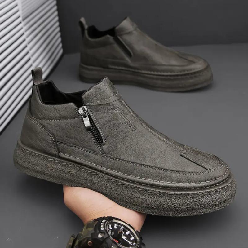 Brown Men's Leather Shoes Platform Male Casual Shoe Thick Sole Classic Original on Sale Free Delivery Shipping Fashion 2025 Pu