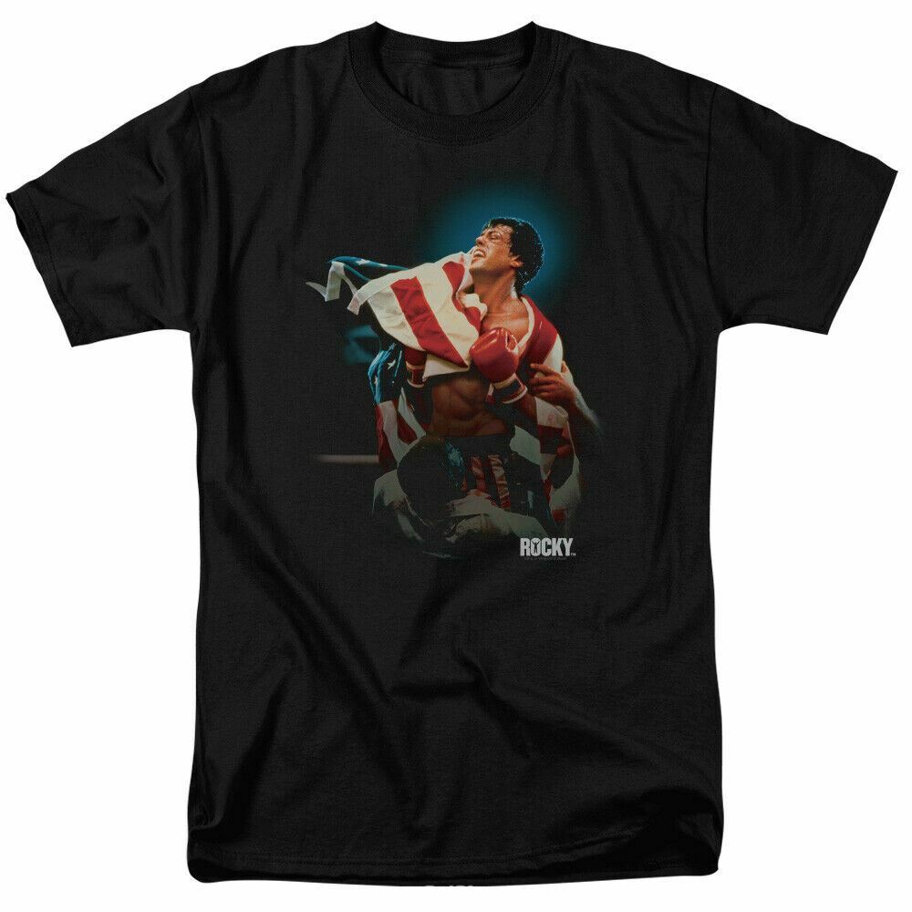 26 Rocky Victory T Shirt Mens Licensed Boxing Movie Tee Balboa Creed Black Unisex T-Shirt L