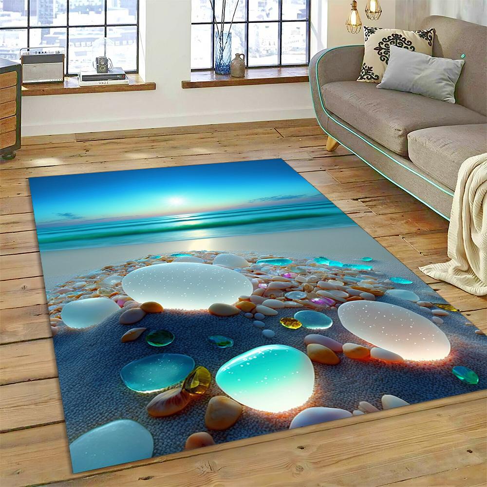 27 Style New Colorful Pebble Rainbow Road Beach Stone Scenery 3D Carpet Rug for Living Room Bedroom Home Sofa,Non-slip Floor Mat