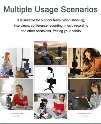 Portable LED Phone Tripod Kit: Handheld Mini Tripod with Mic & Fill Light for Live Streaming