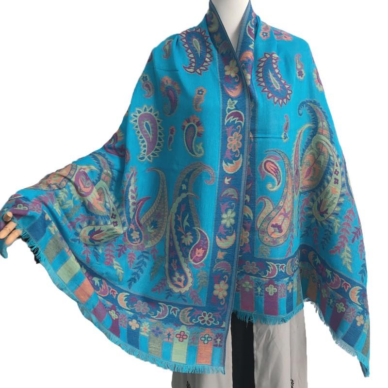 Soft Knitted Shawl With Jacquard Cashew Vintage Print Wrap Scarf Women