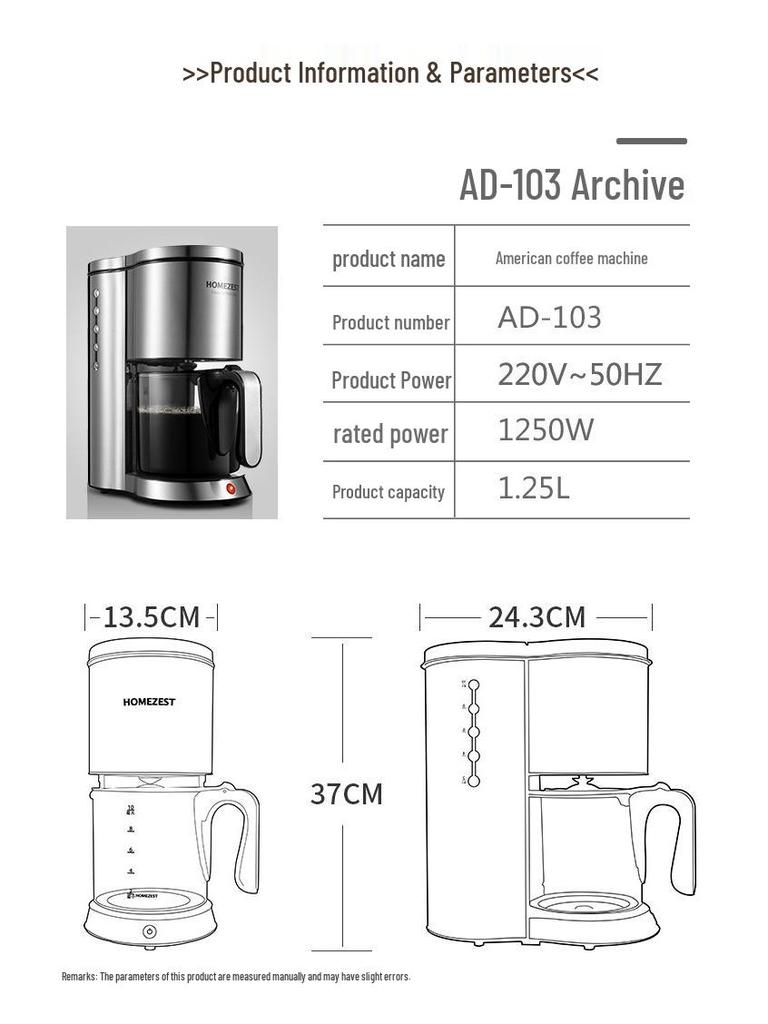 Portable All-Steel Automatic Drip Coffee & Tea Maker