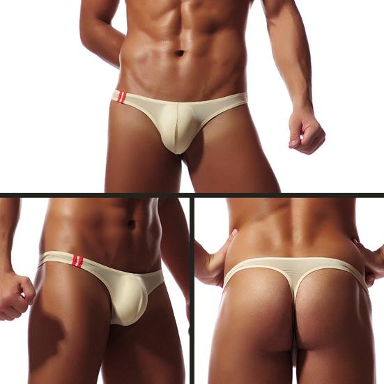 Men Briefs T Shape Thin High Elasticity Solid Color U Convex Pouch Male