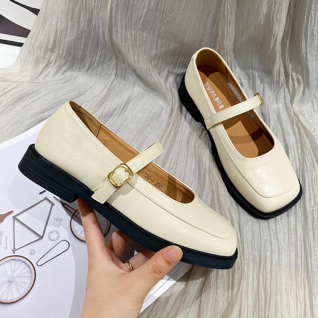 Shallow Mouth Retro Dámské Boty Oxfordky Ležérní Dámské Tenisky Britský styl Hranatá špička Letní Nové Kožené Preppy Šaty