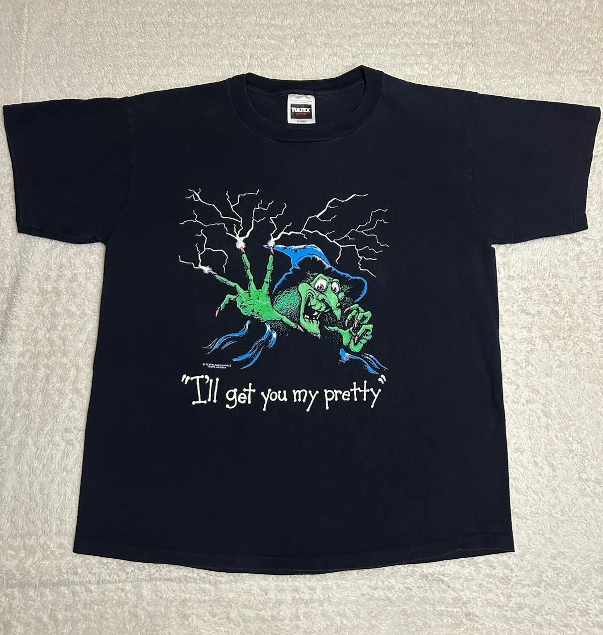 VTG 90s 1992 Wicked Witch I ll Get You My Pretty Wizard of Oz Glow Shirt XL SS S