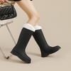 Women's Fashionable Waterproof High-Top Rain Boots: Non-Slip, Plush, Warm, Versatile Outdoor Work Shoes (Korean Style)