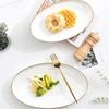 Taisun Nordic Złota Obrzeże Owalna Ceramiczna Talerz Ryba