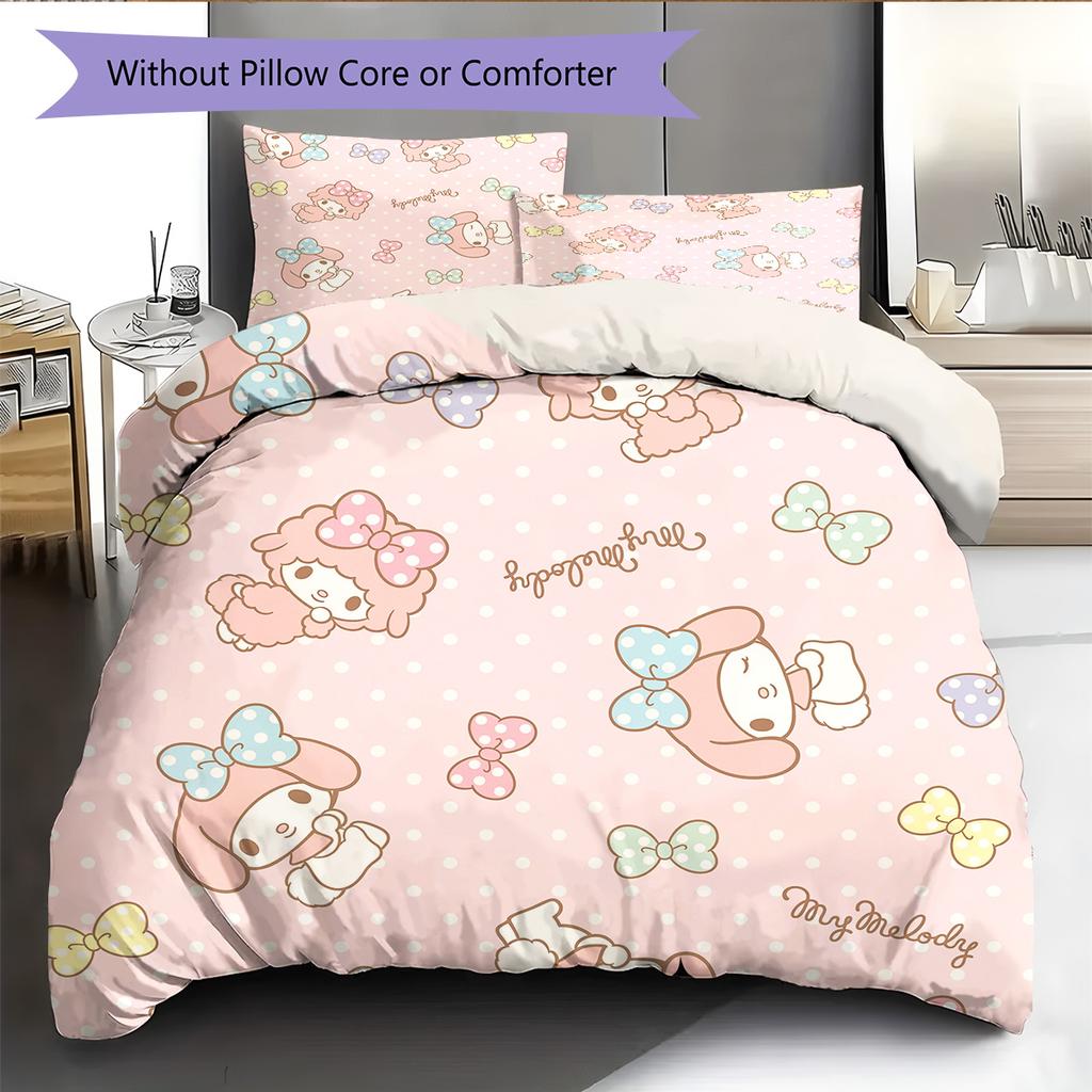 My Melody Pattern Bedding Quilt Set Home Decoration Gift (1 * Duvet Cover + 2 * Pillowcase Without Core)