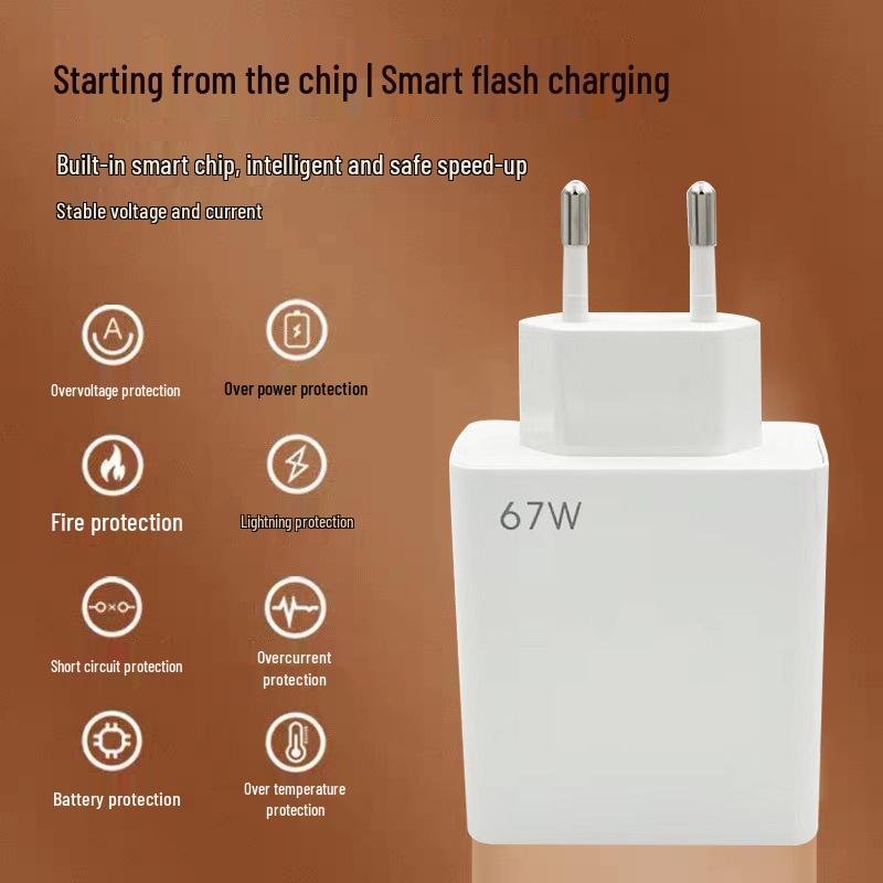 Xiaomi 67W EU Charger for Poco X3/Note 11 Pro with Flash Charge Cable