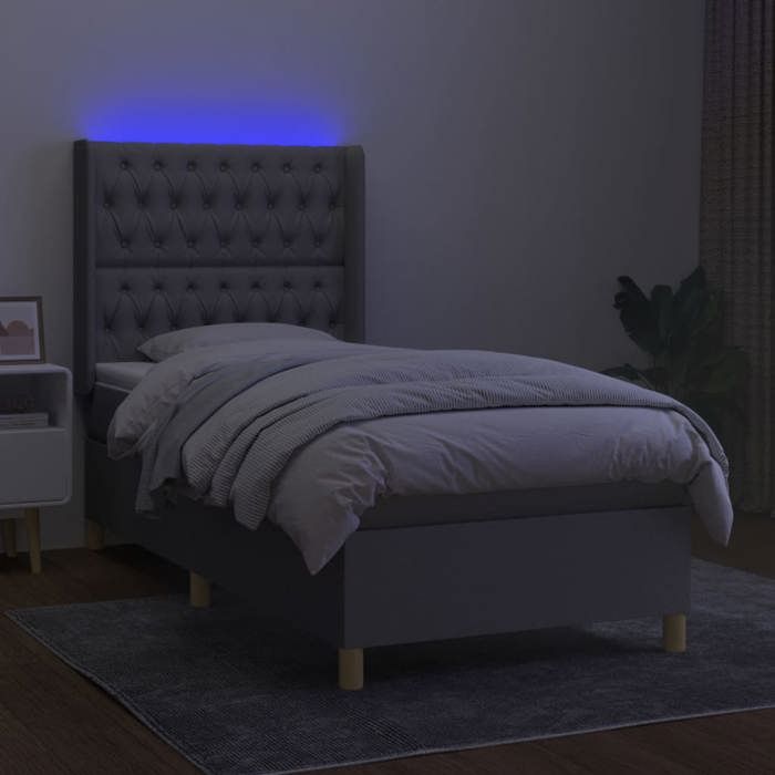 VidaXL Sommier à Lattes de Lit avec Matelas et LED, Lit Rembourré, Lit Simple, Lit Adulte de Chambre à Coucher Intérieur, 3139093