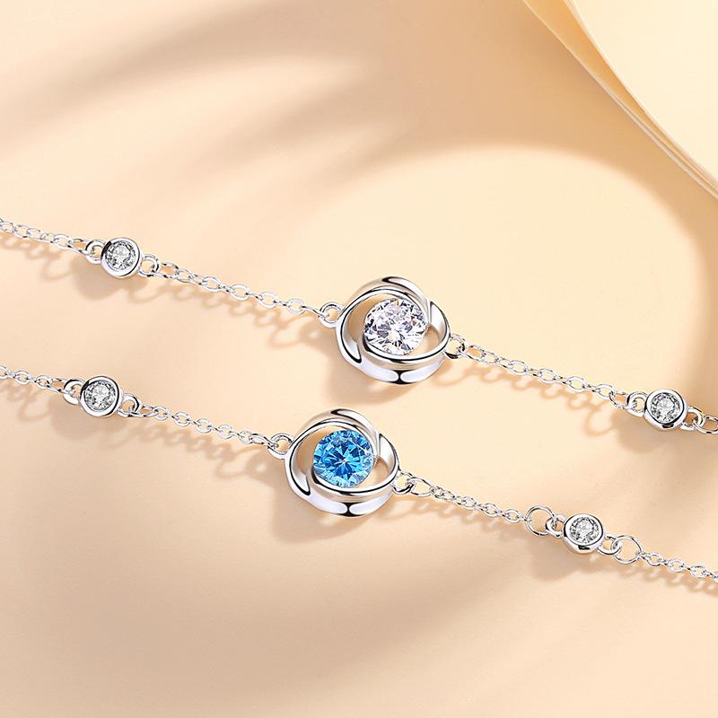 Sterling Silver S925 Trendy Internet Celebrity Korean Version Simple Personality Best Friend Student Rose Flower Ins Cold Style Bracelet for Women