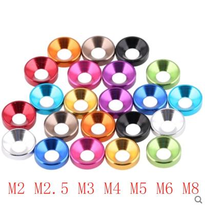 10 pz/lotto rondella in alluminio m2 m2.5 M3 M4 M5 M6 M8 colorato anodizzato testa svasata bullone rondelle guarnizione MYY