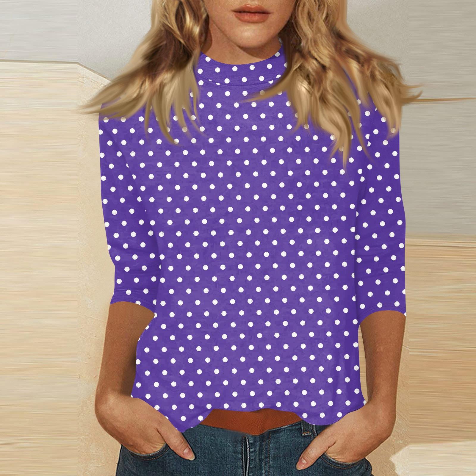 

Women s Mock Neck 3/4 Sleeve Printed Top XL фіолетовий