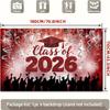 Red Glitter Class of 2026 Graduation Tapestry, "Class of 2026" with Fireworks and Confetti for Photo Booth
