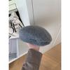 Metal Label Camel Hair Beret for Women Korean Style Autumn and Winter Woolen Beret  Versatile  Face Showing  Small Retro Painter Hat