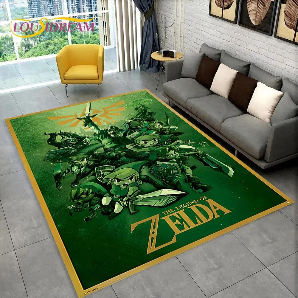 2025 3D Z-Zelda2 Spiel Cartoon Teppich für Wohnzimmer Schlafzimmer Heimdekoration, Bodenteppich rutschfeste Dekoration für Sofa Fußmatte Kinder