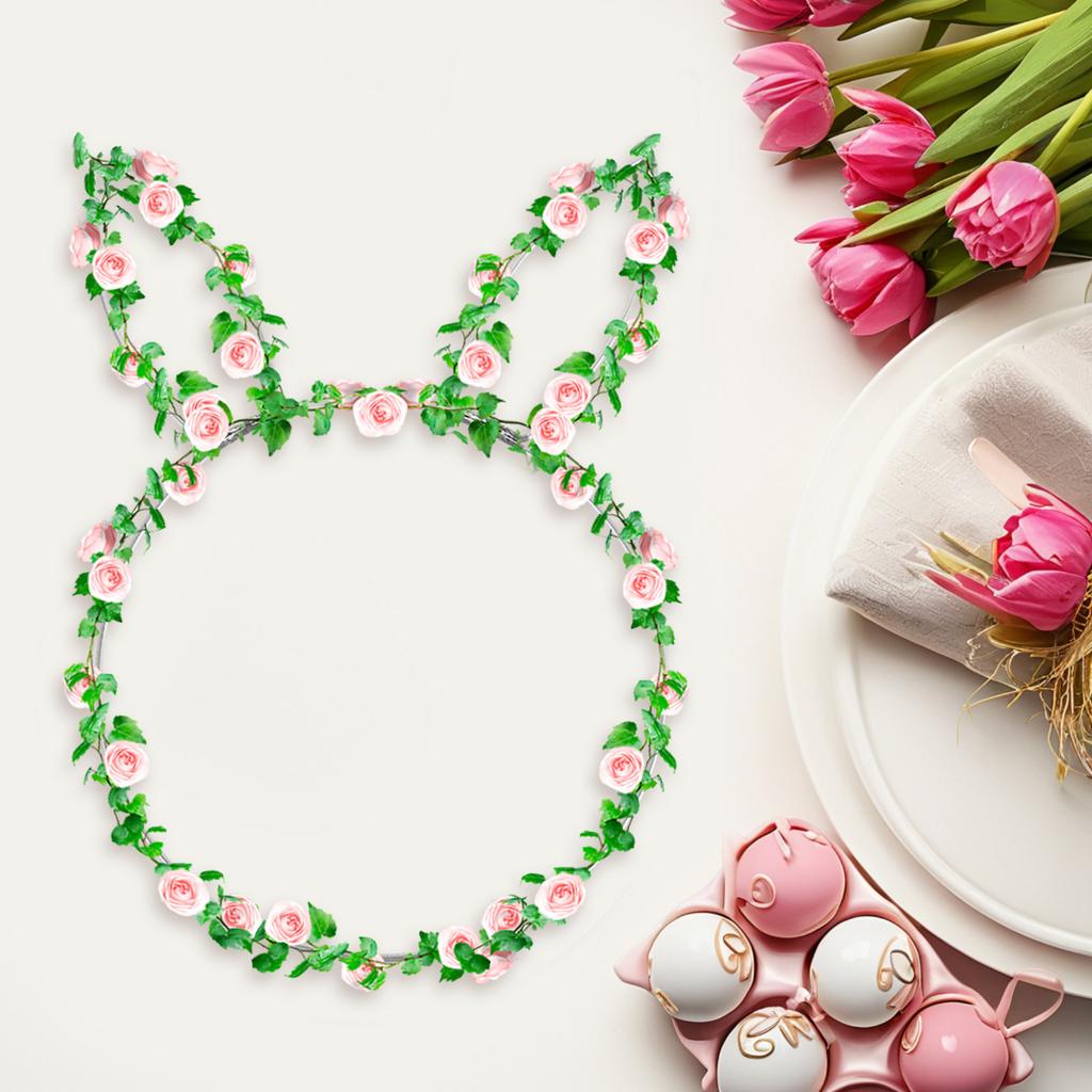 Rabbit Head Iron Wreath Frame Bunny Shape Round Circle Metal Ring for Easter DIY Craft Floral Decoration Wall Door Hangings