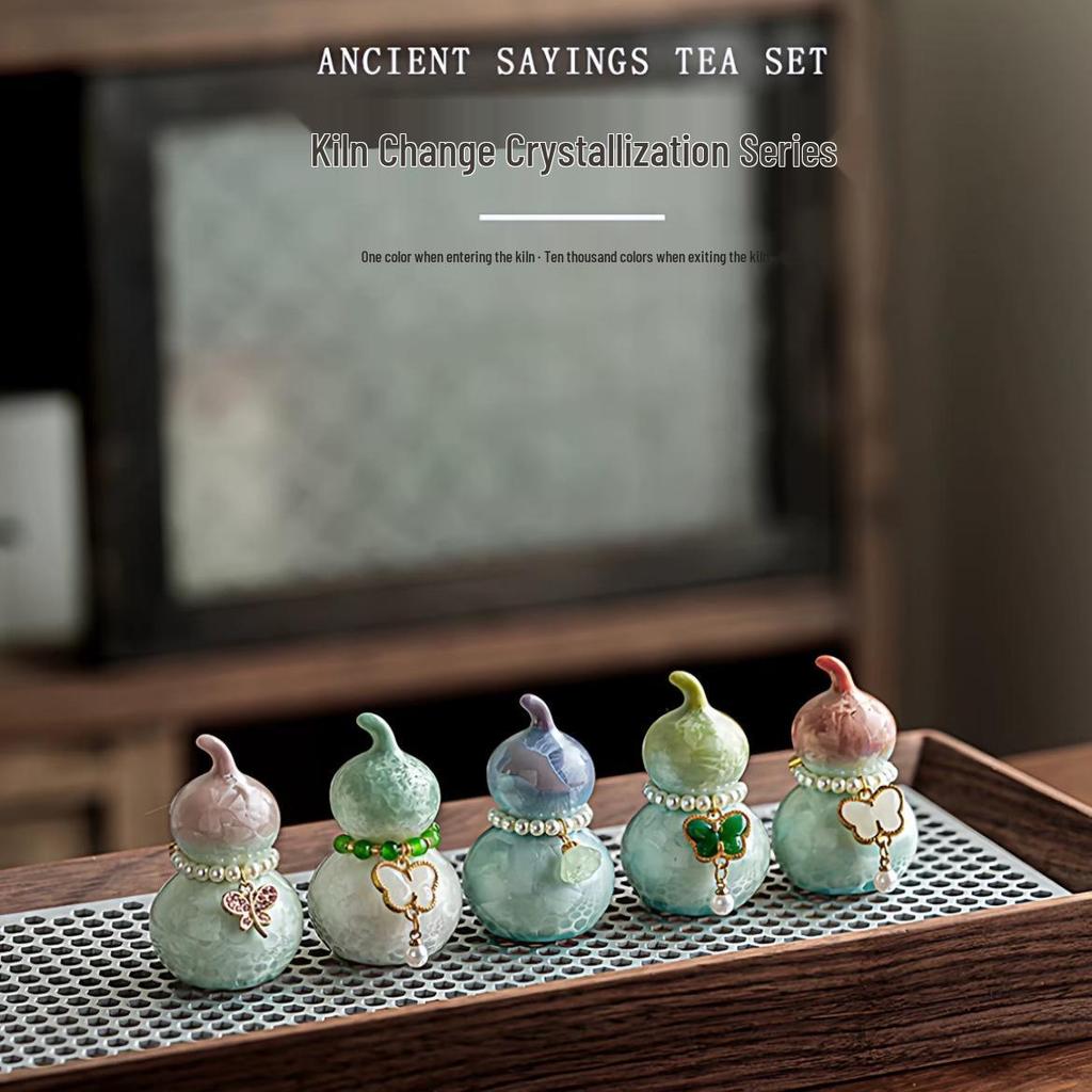 Xianci Colorful Ceramic Gourd Ornament - Cute Tea Pet Accessory for Tea Ceremony